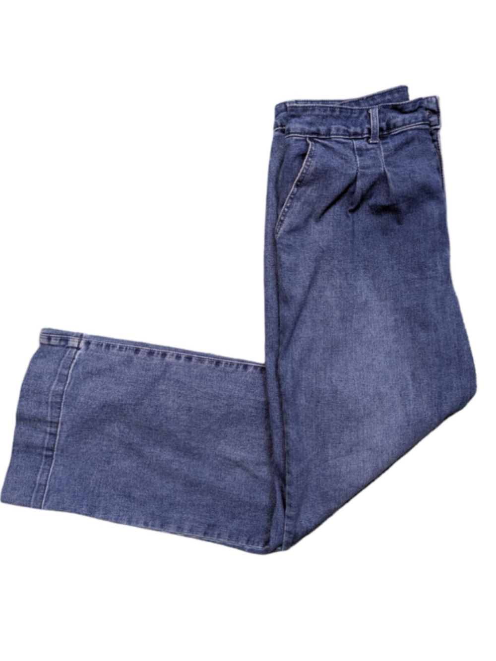 Bagatelle Collection Pleated Wide Leg Trouser Jeans High Rise Blue Size 30